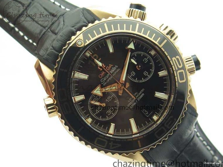 0515 Elegant Seamaster Pro Chrono RG OM Best Edition Black Ceramic Black Dial On Gummy Strap A 8128